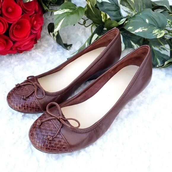 Cole Haan Leather Brown Wedge Platform Nike Air Academia Comfort Bow Woven - Picture 4 of 9